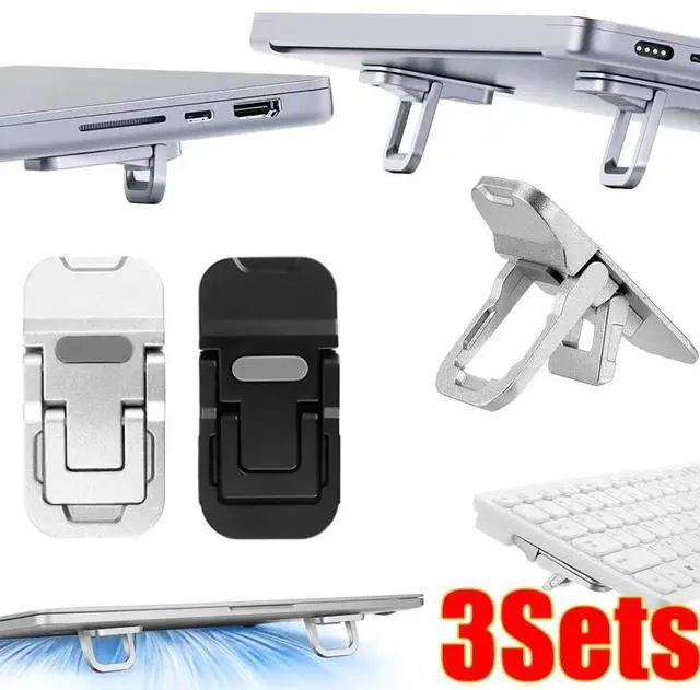 Alt view image 2 of 7 - Foldable Laptop Stand Plastic Height Adjustable Self Adhesive Base Compatible with Most Notebooks Ergonomic Keyboard Riser Portable Desk Support Adjustment Holder Mini Lifter Blue FOL-Blue-RH7BF