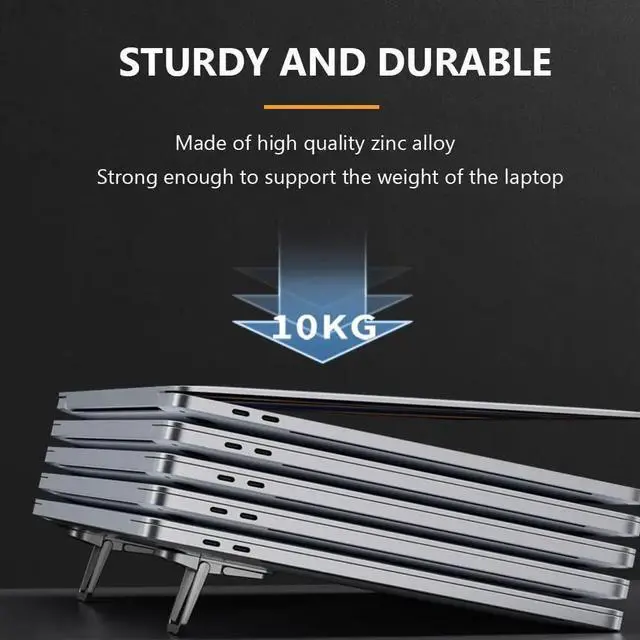 Alt view image 4 of 7 - Foldable Laptop Stand Plastic Height Adjustable Self Adhesive Base Compatible with Most Notebooks Ergonomic Keyboard Riser Portable Desk Support Adjustment Holder Mini Lifter Blue FOL-Blue-RH7BF