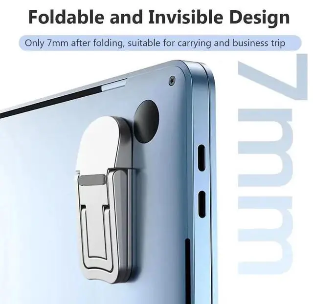 Alt view image 5 of 7 - Foldable Laptop Stand Plastic Height Adjustable Self Adhesive Base Compatible with Most Notebooks Ergonomic Keyboard Riser Portable Desk Support Adjustment Holder Mini Lifter Blue FOL-Blue-RH7BF