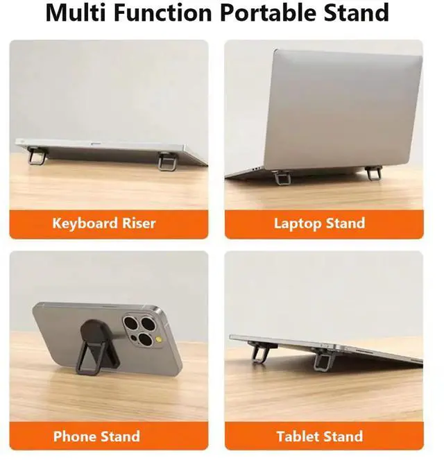 Alt view image 7 of 7 - Foldable Laptop Stand Plastic Height Adjustable Self Adhesive Base Compatible with Most Notebooks Ergonomic Keyboard Riser Portable Desk Support Adjustment Holder Mini Lifter Blue FOL-Blue-RH7BF