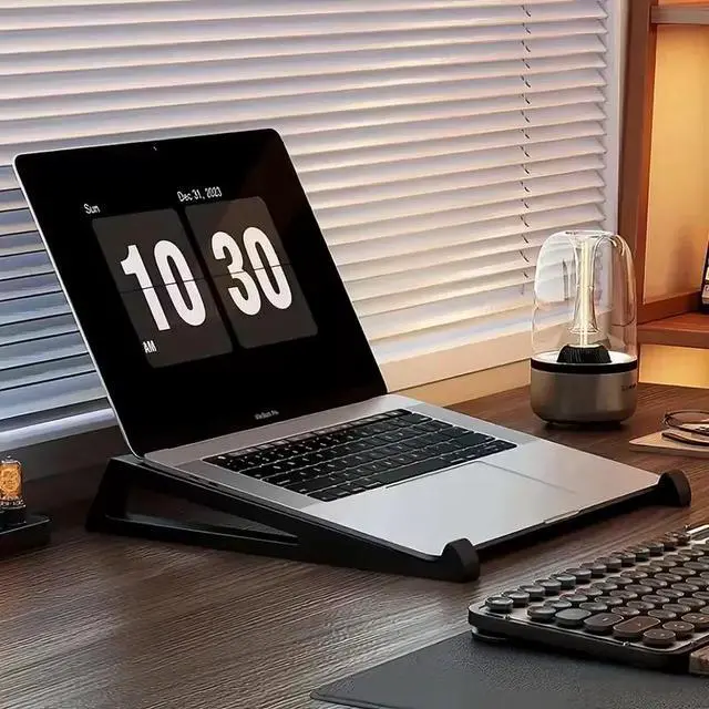 Alt view image 2 of 6 - Adjustable Laptop Stand with Tilt and Height Adjustment - Portable for MacBook, PC, Minimalist Design Ergonomic LAPTOP-01 black LAPTO-0101-black-RFBVP