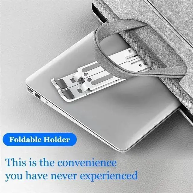 Alt view image 3 of 7 - Foldable Laptop Stand Adjustable Ergonomic Notebook Holder Multi-Angle Support Bracket Heat Dissipation Aluminum Alloy switch Portable Tablet LPS-01 black LPSXX-0101-black-SZBML