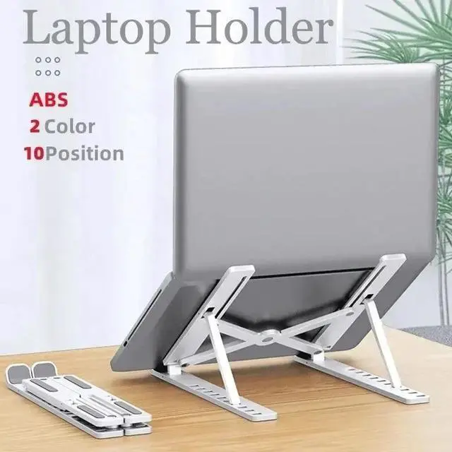 Alt view image 2 of 7 - Foldable Laptop Stand Adjustable Ergonomic Notebook Holder Multi-Angle Support Bracket Heat Dissipation Aluminum Alloy switch Portable Tablet LPS-01 black LPSXX-0101-black-SZBML