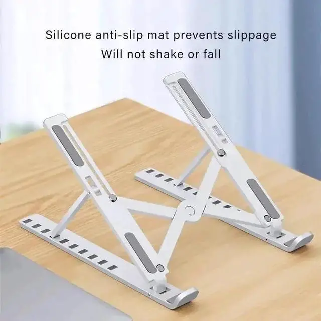 Alt view image 4 of 7 - Foldable Laptop Stand Adjustable Ergonomic Notebook Holder Multi-Angle Support Bracket Heat Dissipation Aluminum Alloy switch Portable Tablet LPS-01 black LPSXX-0101-black-SZBML