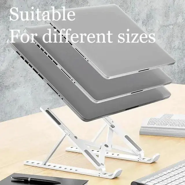 Alt view image 5 of 7 - Foldable Laptop Stand Adjustable Ergonomic Notebook Holder Multi-Angle Support Bracket Heat Dissipation Aluminum Alloy switch Portable Tablet LPS-01 black LPSXX-0101-black-SZBML