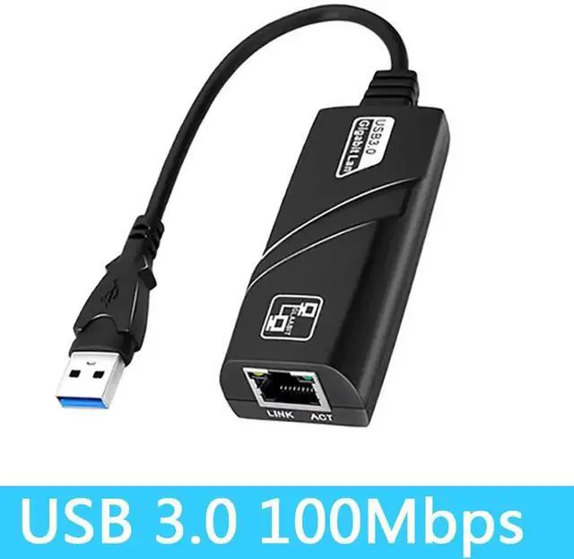 Main image of Black Network Card 10/100/1000Mbps Gigabit Speed Compatible with PC Macbook Windows Laptop Desktop Swappable USB 3.0 RJ45 USBRJ-GH03-black-6X8QW