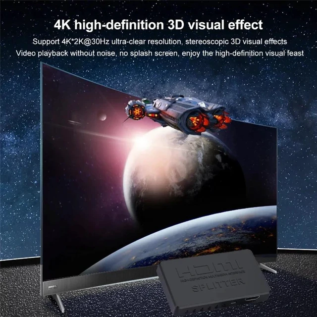 Alt view image 6 of 7 - Red 4K UHD Connectors for Xbox PS4 Nintendo Switch PC TV Laptop Plug and Play Video Distributor HDMI Adapter 1x4 HMSP-DV02-Red-HJCQE