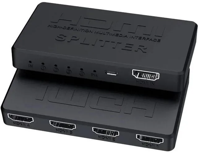 Main image of Black HDMI Splitter 1x4 4K UHD Ports for Xbox PS4 Nintendo Switch PC TV Laptop Plug and Play Video Distributor HMSP-DV01-black-ZBW3F