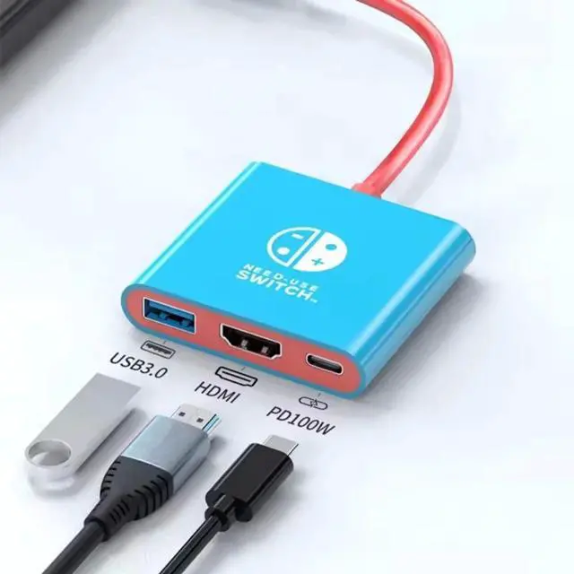 Alt view image 2 of 7 - Option 1 Portable 3-in-1 USB Hub for Nintendo Switch Docking Station Type-C with HDMI and USB 3.0, Perfect for Nintendo Switch/OLED USBHU-0101-Option1-NURWS