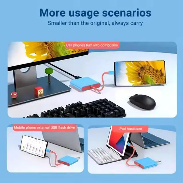 Alt view image 4 of 7 - Option 1 Portable 3-in-1 USB Hub for Nintendo Switch Docking Station Type-C with HDMI and USB 3.0, Perfect for Nintendo Switch/OLED USBHU-0101-Option1-NURWS