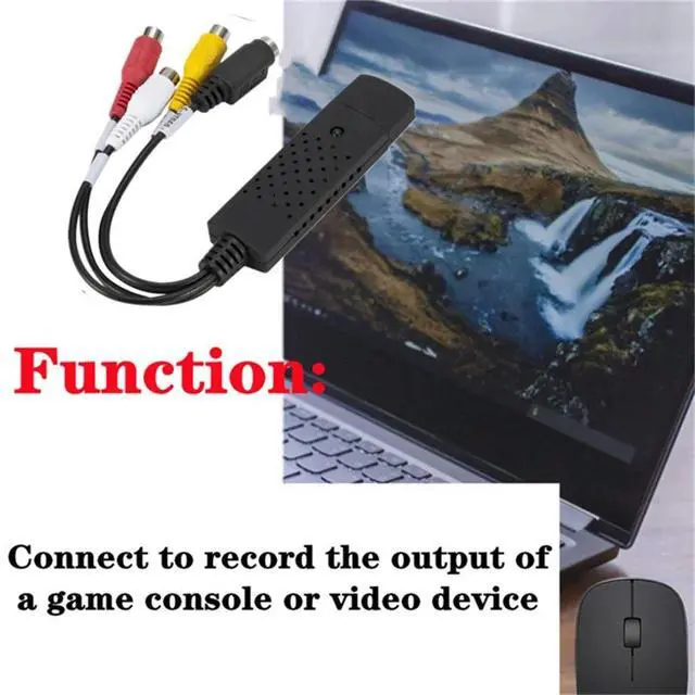 Alt view image 5 of 7 - USB Video Capture Card RCA S-Video to USB 2.0 720x480 NTSC PAL Windows PC VHS VCR Camcorder to Digital Converter Black VCAP-CJ01-black-MNEC6