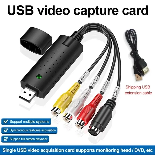Alt view image 7 of 7 - USB Video Capture Card RCA S-Video to USB 2.0 720x480 NTSC PAL Windows PC VHS VCR Camcorder to Digital Converter Black VCAP-CJ01-black-MNEC6
