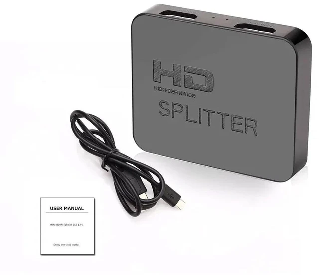 Main image of Enclosure 1x2 HDMI Splitter 4K 1080P 3D Compatible PC Monitor Projector Laptop TV Dual Display Video Distributor Black HMSP-BL01-black-4CHAW
