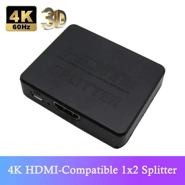 Alt view image 2 of 7 - Enclosure 1x2 HDMI Splitter 4K 1080P 3D Compatible PC Monitor Projector Laptop TV Dual Display Video Distributor Black HMSP-BL01-black-4CHAW