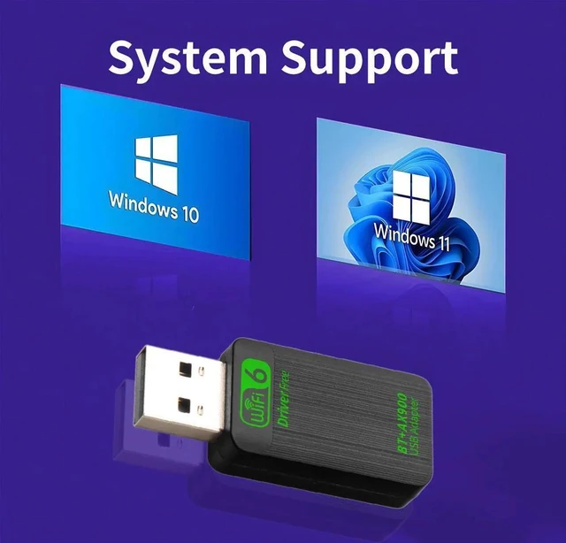 Alt view image 6 of 7 - Black USB WiFi 6 Network Adapter 900Mbps Dual Band 2.4G 5GHz Bluetooth 5.4 Windows 10 11 Plug and Play Wireless Dongle AX90-BT01 AX90X-BT01-black-BFSN3