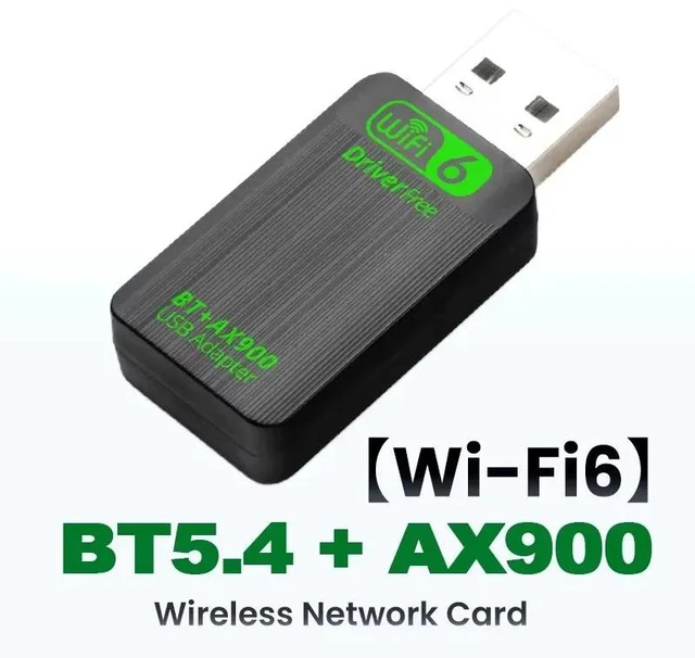 Main image of Black USB WiFi 6 Network Adapter 900Mbps Dual Band 2.4G 5GHz Bluetooth 5.4 Windows 10 11 Plug and Play Wireless Dongle AX90-BT01 AX90X-BT01-black-BFSN3