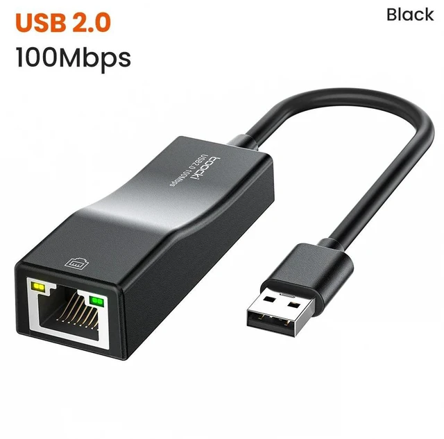 Main image of Black Toocki USB 2.0/Type-C Ethernet Adapter 100Mbps RJ45 LAN Network Card Bicolor LED for Win 11/10 Mac iPad Switch TJ01A TJ01A-CJ01-black-HLFBC