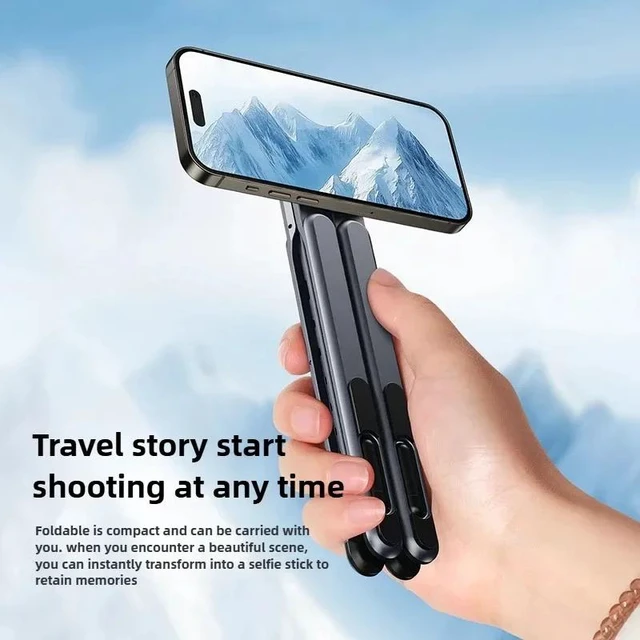 Alt view image 3 of 7 - Foldable Magnetic Stand 3-in-1 Aluminum Alloy Adjustable Desktop Mount Compatible with Smartphone Tablet Laptop Portable Secure Grip Black ALUM-MG01-black-J42RR