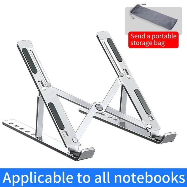 Alt view image 2 of 7 - Aluminum Laptop Stand Adjustable Foldable Portable for Notebook Computer Bracket Lifting Cooling Holder Non-slip LAPTOP01 Red LAPTO-CJ01-Red-GE6N4
