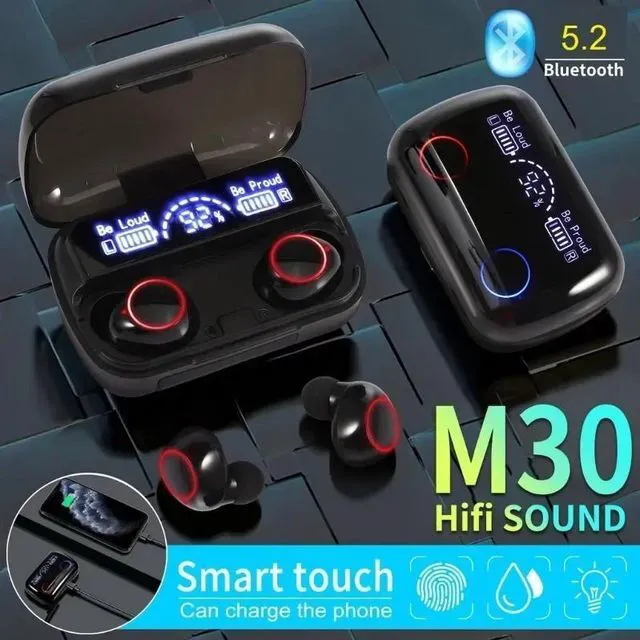 Alt view image 2 of 6 - TWS Wireless Earbuds Bluetooth 5.3 IPX7 Waterproof 20mm Drivers 1000mAh Case For All Smartphones Active Noise Cancellation Sports Headset Black EARB-BK01-black-UFBDP
