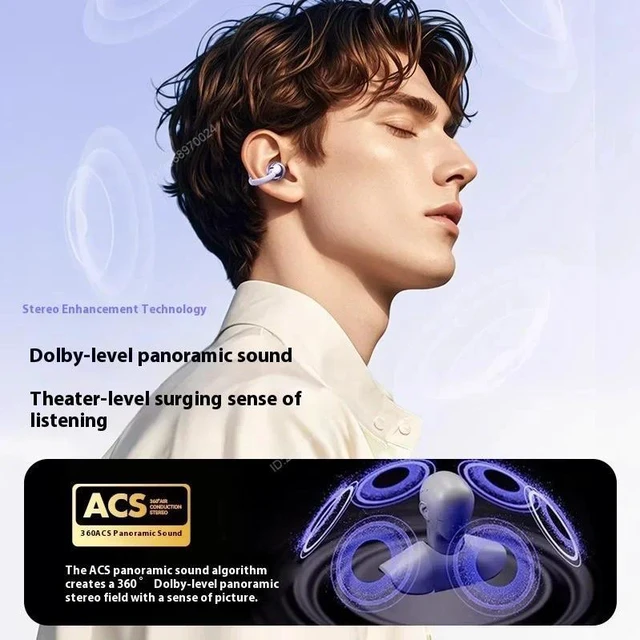 Alt view image 4 of 7 - Black Clip-on Q71 Earphone High Sound for Xiaomi Earbuds LED Display Headphones Music Sports Headset Q71T-00 Wireless Bluetooth Earphones Q71TX-0002-black-GXAKL