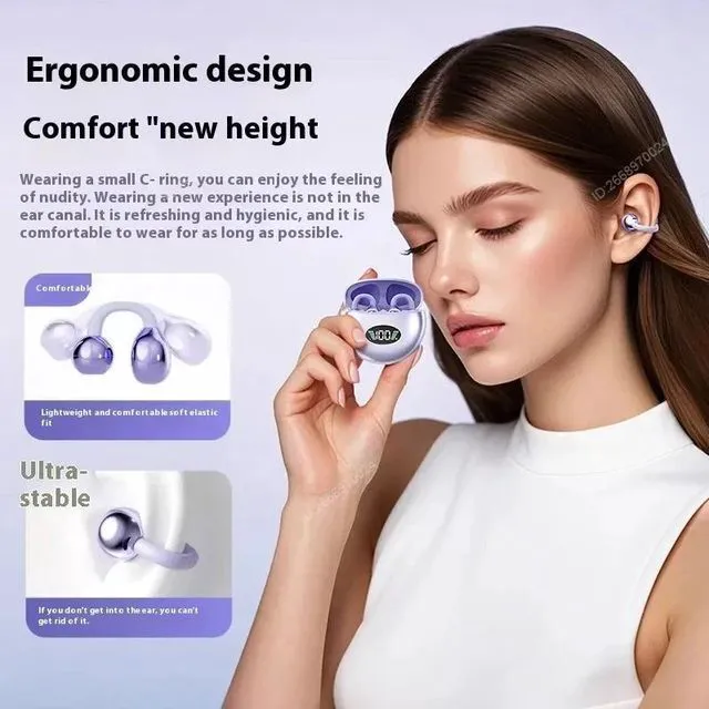 Alt view image 5 of 7 - Black Clip-on Q71 Earphone High Sound for Xiaomi Earbuds LED Display Headphones Music Sports Headset Q71T-00 Wireless Bluetooth Earphones Q71TX-0002-black-GXAKL