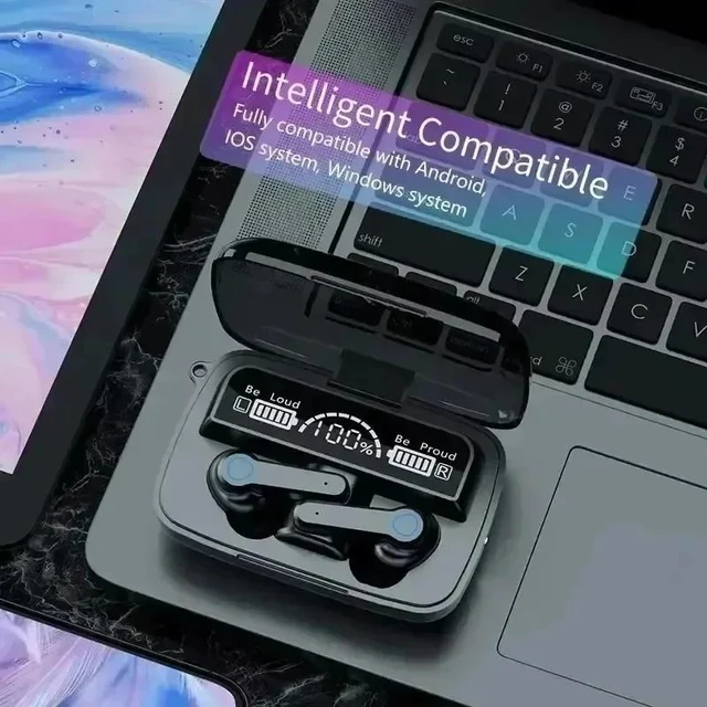 Alt view image 4 of 7 - TWS Earphone M19 Intelligent Touch Control Wireless Bluetooth Headphones Waterproof LED Display With Mic M19-01 Black M19XX-0101-black-NBE9E