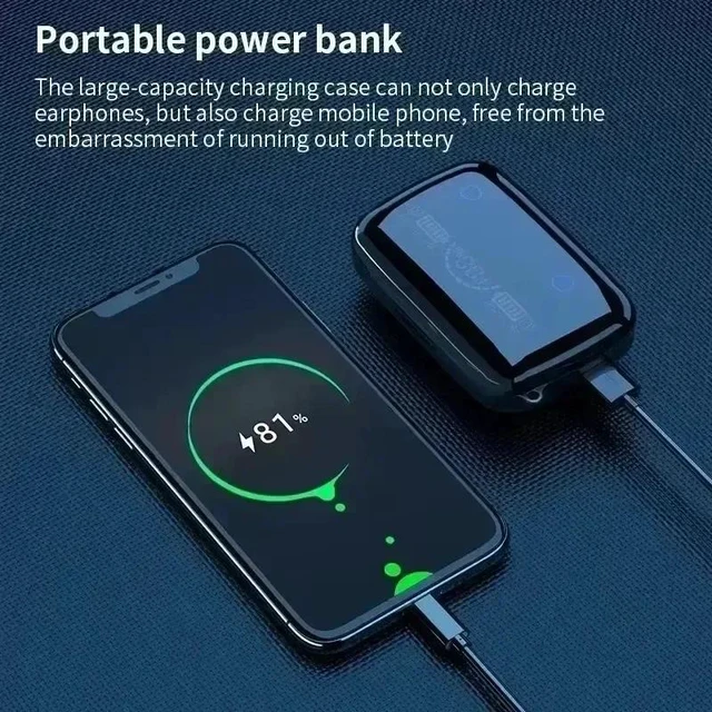 Alt view image 5 of 7 - TWS Earphone M19 Intelligent Touch Control Wireless Bluetooth Headphones Waterproof LED Display With Mic M19-01 Black M19XX-0101-black-NBE9E