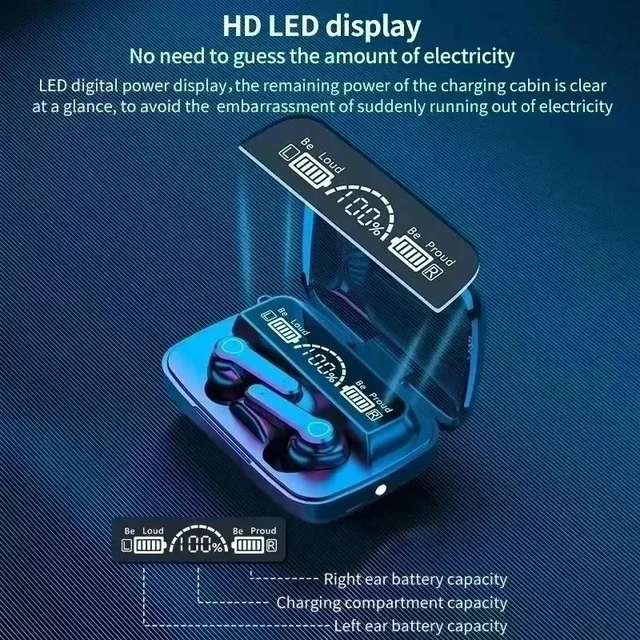 Alt view image 7 of 7 - TWS Earphone M19 Intelligent Touch Control Wireless Bluetooth Headphones Waterproof LED Display With Mic M19-01 Black M19XX-0101-black-NBE9E