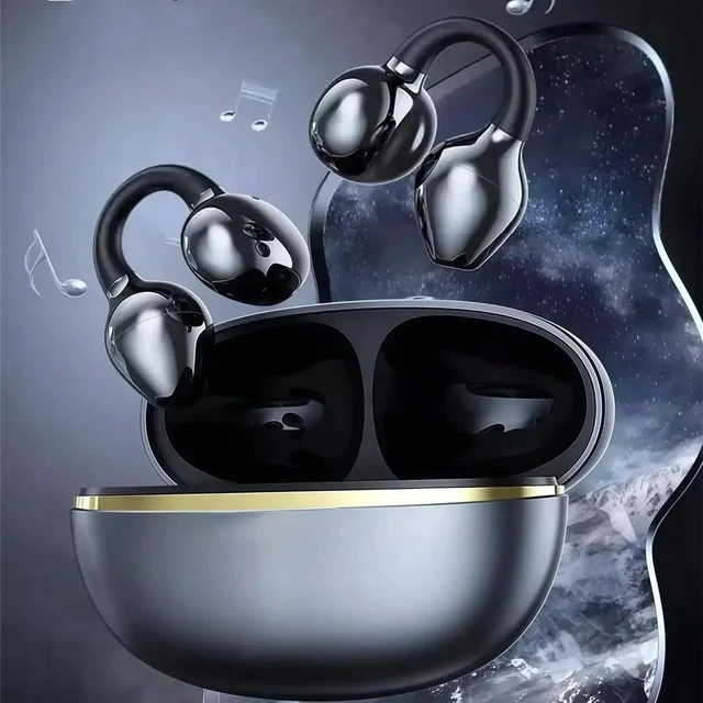 Alt view image 4 of 7 - Black TWS Bluetooth Earbuds V5.3 Wireless Ear Clip Headphones with Charging Case Compatible with iOS Android Built-in Mic Voice Assistant NFC BTWC-EA01-black-5RD56