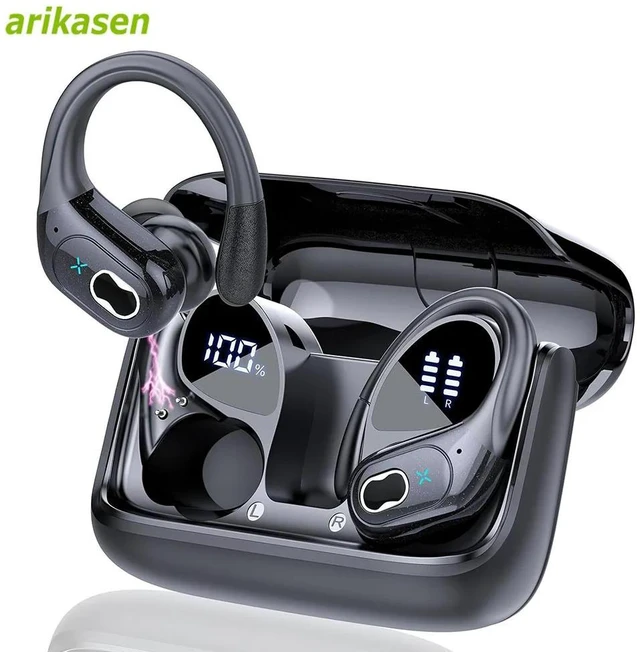 Alt view image 7 of 7 - Black Earbuds 75hrs Sport Headphones with Noise Cancelling Mic IPX7 Waterproof Earphone for Workout/Running, Hi-Fi Deep Bass Stereo BT53-75IP Bluetooth 5.3 Wireless BT53X-7502-black-W6BBH