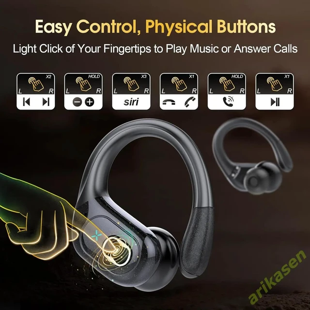 Alt view image 3 of 7 - Black Earbuds 75hrs Sport Headphones with Noise Cancelling Mic IPX7 Waterproof Earphone for Workout/Running, Hi-Fi Deep Bass Stereo BT53-75IP Bluetooth 5.3 Wireless BT53X-7502-black-W6BBH
