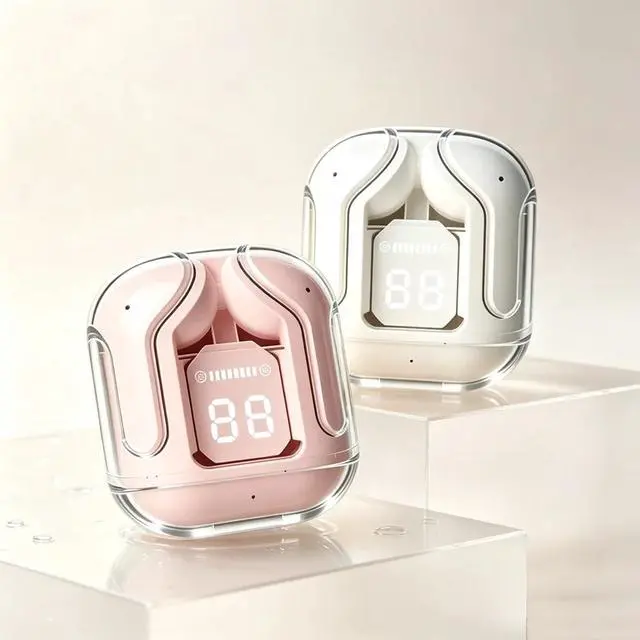 Alt view image 2 of 7 - Pink with All Phones Low Latency Mode Silicone Pad Earphones Bluetooth 5.3 1200mAh Case Built-in Mic HiFi Stereo Compatible TWSG-XC05-Pink-AK4G2