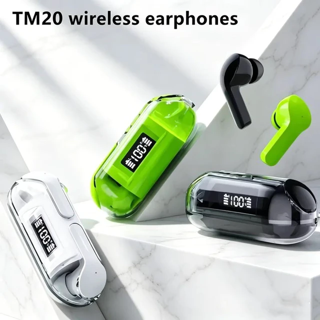 Alt view image 3 of 7 - Green Bluetooth 5.3 Chip, LED Power Display, IPX7 Waterproof Touch Controls for Phone Gaming Wireless Earphones featuring TWSB-AC02-green-XAUAZ