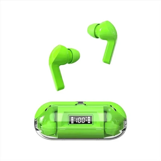 Main image of Green Bluetooth 5.3 Chip, LED Power Display, IPX7 Waterproof Touch Controls for Phone Gaming Wireless Earphones featuring TWSB-AC02-green-XAUAZ