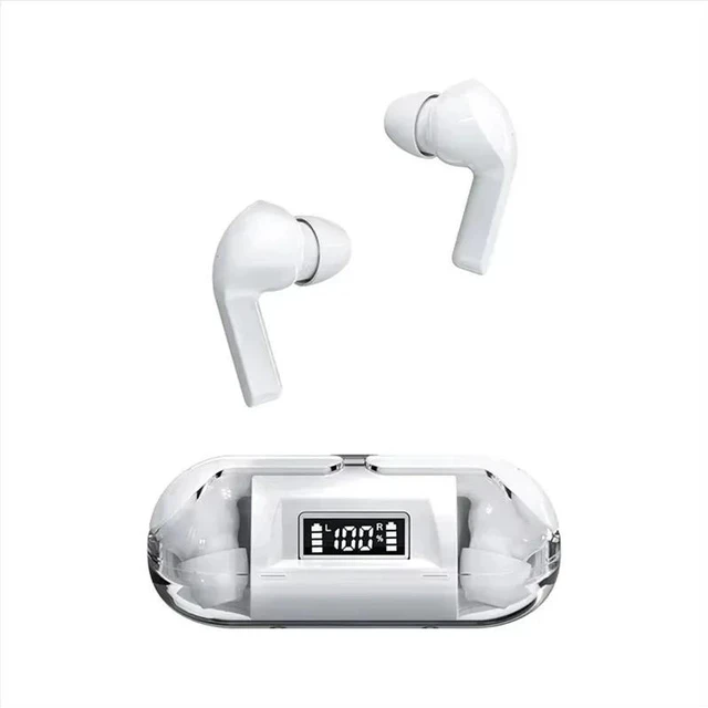 Main image of WHITE TWS Bluetooth 5.3 Earbuds with LED Display, IPX7 Waterproof Touch Control Earphones for iPhone Android Gaming Sports TWSB-AC01-WHITE-MDAQB
