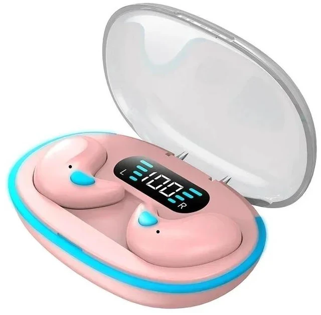 Main image of Pink Smartphones Tablets Active Noise Cancelling Sport Gaming Headset Sleek Bluetooth Earbuds 5.3 IPX5 Waterproof 350mAh Case Compatible with iOS Android EARB-BT05-Pink-WGQYJ