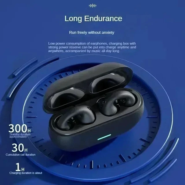 Alt view image 3 of 7 - PURPLE 13mm Drivers ENC Noise Cancellation Compatible with iPhone Android PC HIFI Stereo Gaming Open Ear Wireless Earbuds Bluetooth 5.3 BTCL-ER03-PURPLE-SVWVE