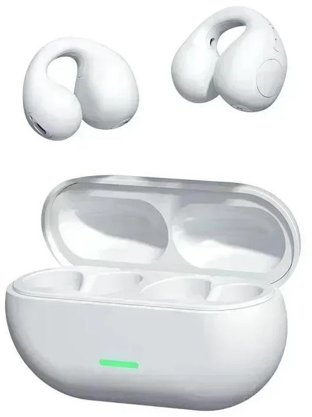 Main image of WHITE Wireless Ear Clip Earbuds Bluetooth 5.3 13mm Drivers ENC Noise Cancellation Compatible with iPhone Android PC HIFI Stereo Gaming BTCL-ER01-WHITE-XFRMJ