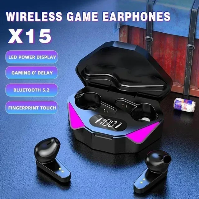 Alt view image 5 of 7 - Bluetooth 5.3 Earbuds 65ms Low Latency Gaming Headphones In-Ear with Charging Case Mic Volume Control Black TWSXX-6501-black-UTSH3