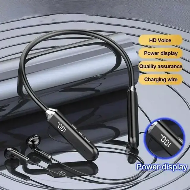 Alt view image 4 of 7 - PURPLE Display IPX5 Waterproof HIFI Sound Noise Reduction Sport BT52-01 Wireless Bluetooth 5.2 Neckband Earphone LED BT52X-0103-PURPLE-6NVPP