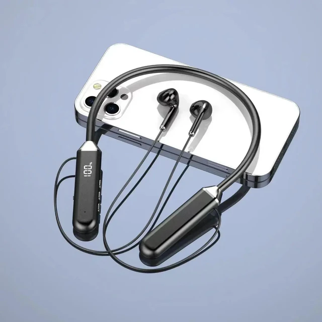 Alt view image 5 of 7 - PURPLE Display IPX5 Waterproof HIFI Sound Noise Reduction Sport BT52-01 Wireless Bluetooth 5.2 Neckband Earphone LED BT52X-0103-PURPLE-6NVPP