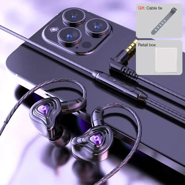 Main image of Black 1.2m Cable IPX7 Waterproof Built-in Mic 32 Ohm Universal for Smartphone PC Tablet Deep Bass Stereo Sound Isolation 3.5mm Wired Earphones ERDC-WH02-black-42AWB