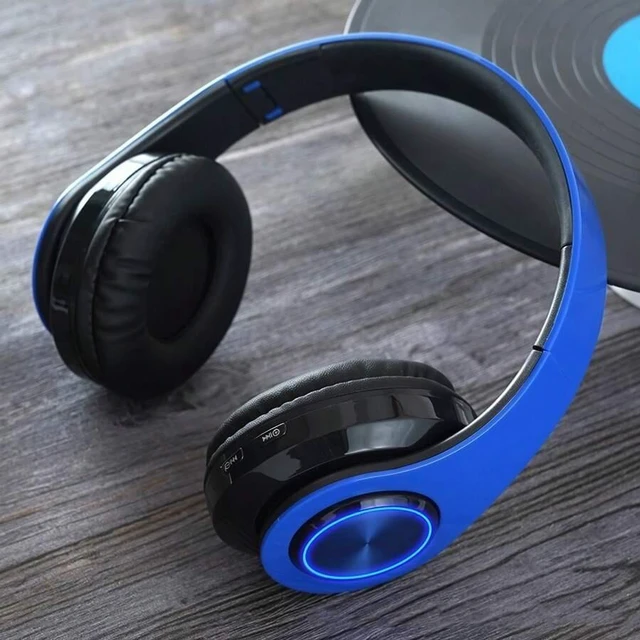 Alt view image 5 of 7 - Bluetooth 5.3 Over-Ear Wireless Headset with LED Lights, 40mm Drivers, Dual-Mode Wired/Wireless, USB Rechargeable, 10m Range, for PC Laptop BTHS-01