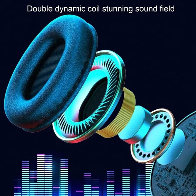 Alt view image 6 of 7 - Bluetooth 5.3 Over-Ear Wireless Headset with LED Lights, 40mm Drivers, Dual-Mode Wired/Wireless, USB Rechargeable, 10m Range, for PC Laptop BTHS-01