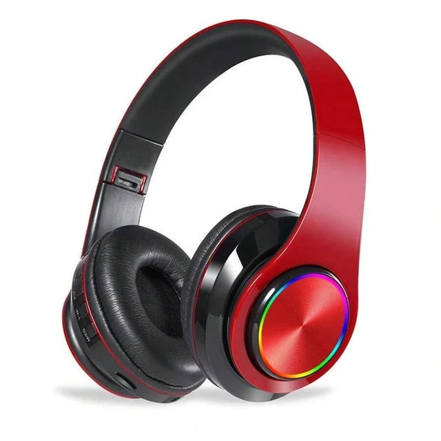 Alt view image 2 of 7 - Bluetooth 5.3 Over-Ear Wireless Headset with LED Lights, 40mm Drivers, Dual-Mode Wired/Wireless, USB Rechargeable, 10m Range, for PC Laptop BTHS-01
