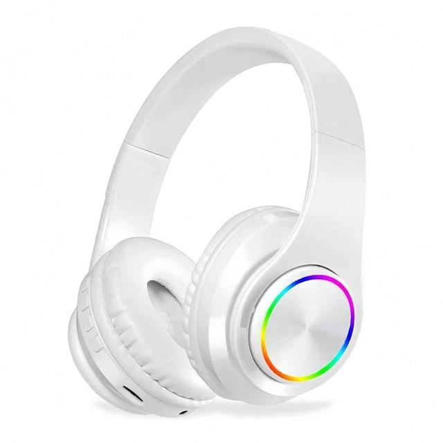 Alt view image 2 of 7 - Bluetooth 5.3 Over-Ear Wireless Headset with LED Lights, 40mm Drivers, Dual-Mode Wired/Wireless, USB Rechargeable, 10m Range, for PC Laptop BTHS-01