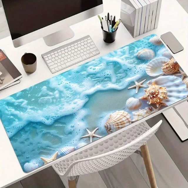 Alt view image 5 of 7 - bks Bohemian Beach Gaming Desk Mat, Starfish Seashell Design, Non-Slip Rubber Base, Durable Mouse Pad for PC Laptop Home Office BK-MS01