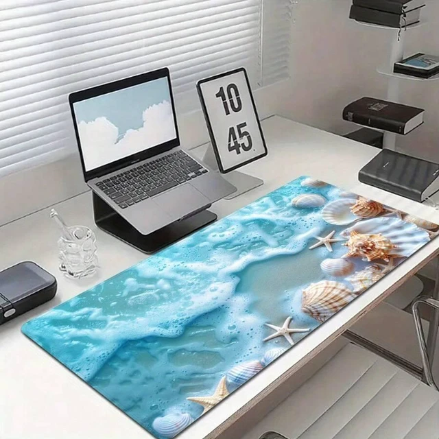 Alt view image 4 of 7 - bks Bohemian Beach Gaming Desk Mat, Starfish Seashell Design, Non-Slip Rubber Base, Durable Mouse Pad for PC Laptop Home Office BK-MS01
