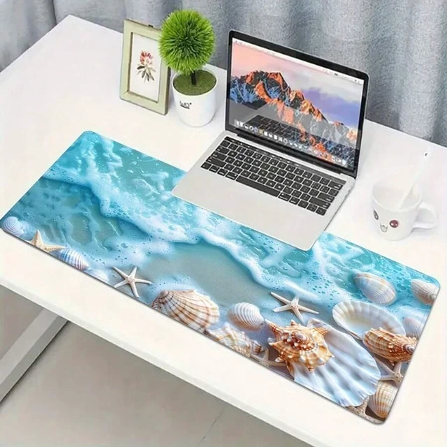 Alt view image 6 of 7 - bks Bohemian Beach Gaming Desk Mat, Starfish Seashell Design, Non-Slip Rubber Base, Durable Mouse Pad for PC Laptop Home Office BK-MS01